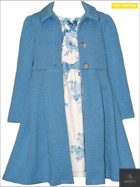 Floral Toile Dress and Coat Set Elegant Spring Special Occasion Outfit
